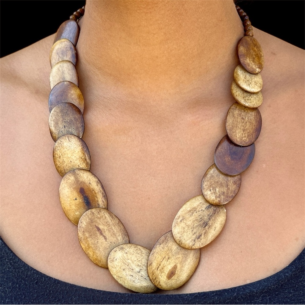 Vintage 90s Wood Bead Necklace